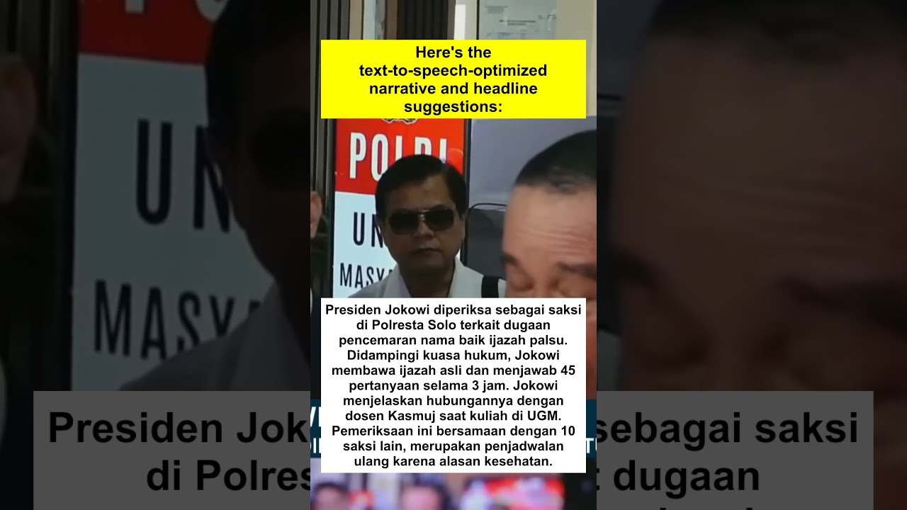 Here's the text to speech optimized narrative and headline suggestions