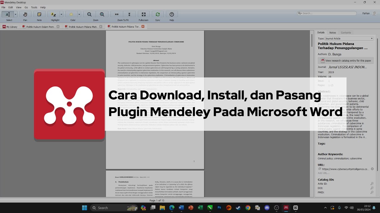 Tutorial Install Mendeley Desktop dan Plugin nya di Microsoft Word 2042 ...