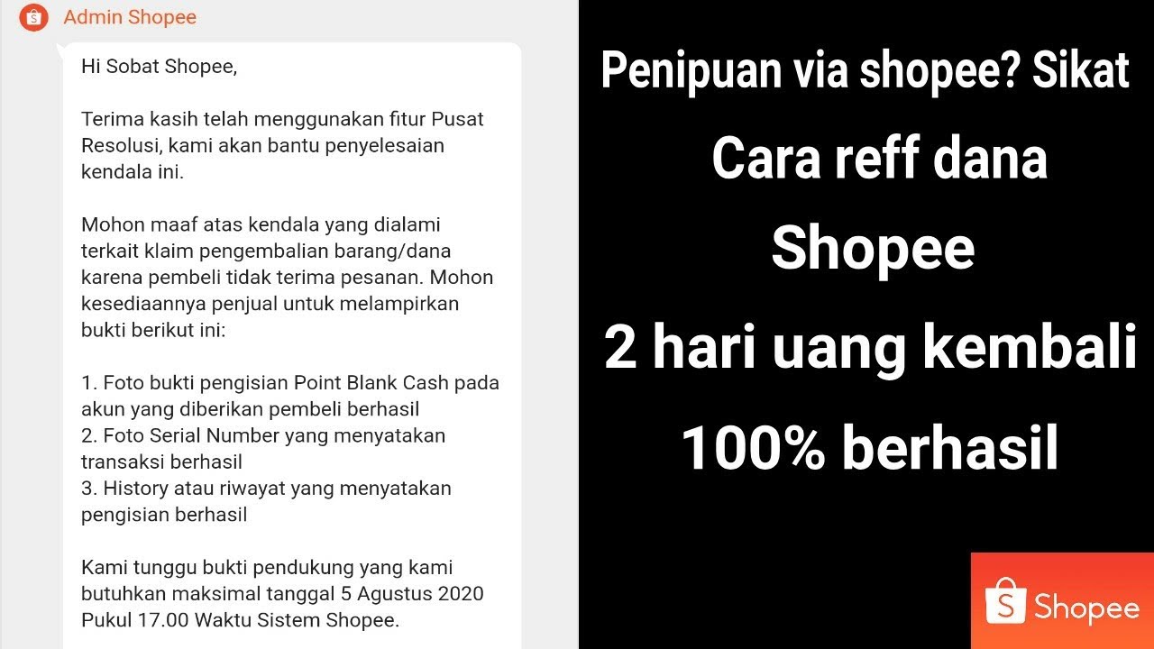Cara REFUND dana Shoppe via banding admin dijamin 100% dana kembali