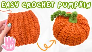 (LEFT HANDED) how to crochet a pumpkin for BEGINNERS (any size!) | fall crochet pumpkin tutorial 🎃