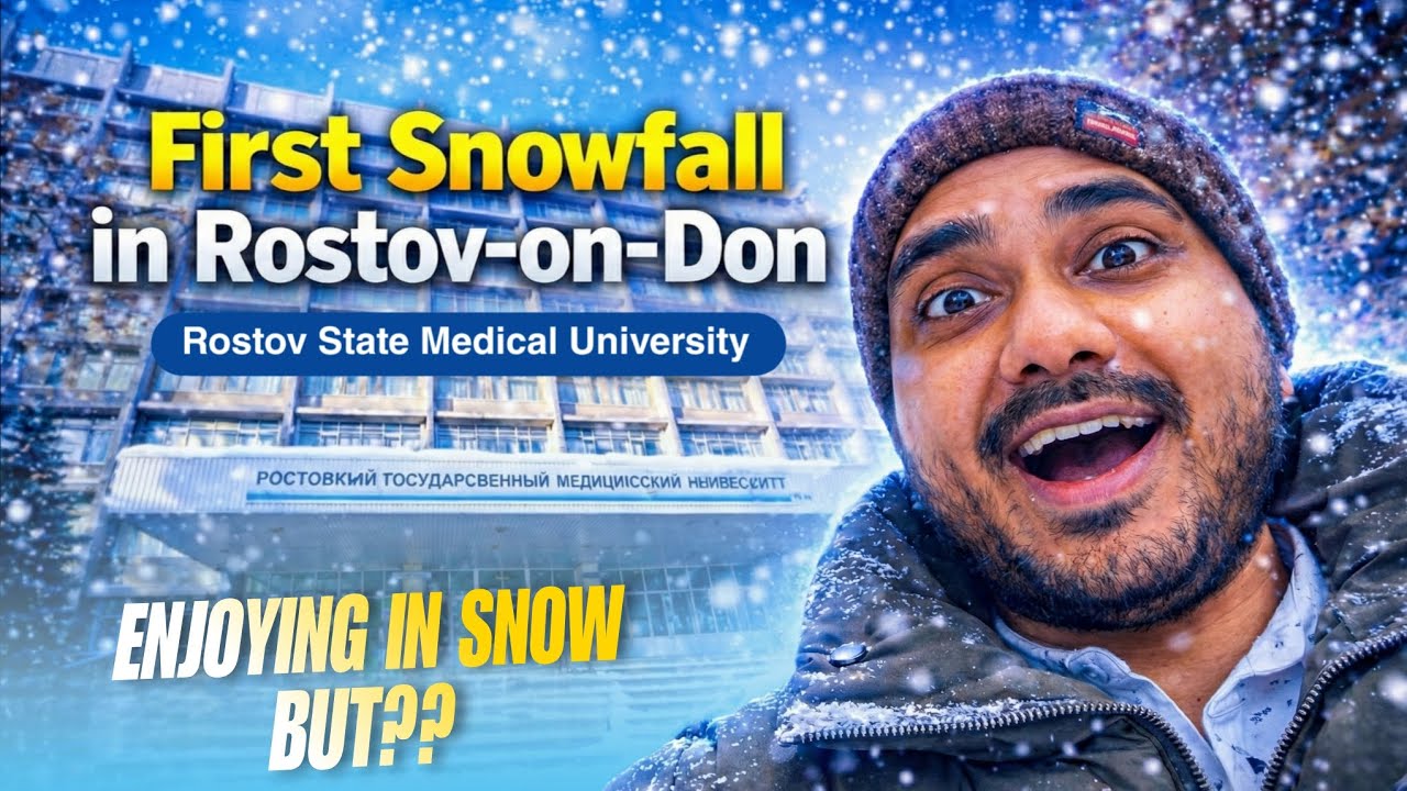First snowfall in Rostov-On-Don | Rostov State Medical University campus Tour 