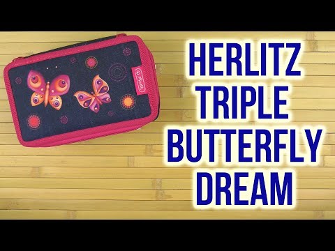 Распаковка Herlitz Triple Butterfly Dream 31 предмет 3 отделения Синий 11438710