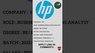 HP Hiring Freshers #hp #interview #itjobs #jobs2023 #jobs #itworld #youtubeshorts @IT-Abbayi #tips