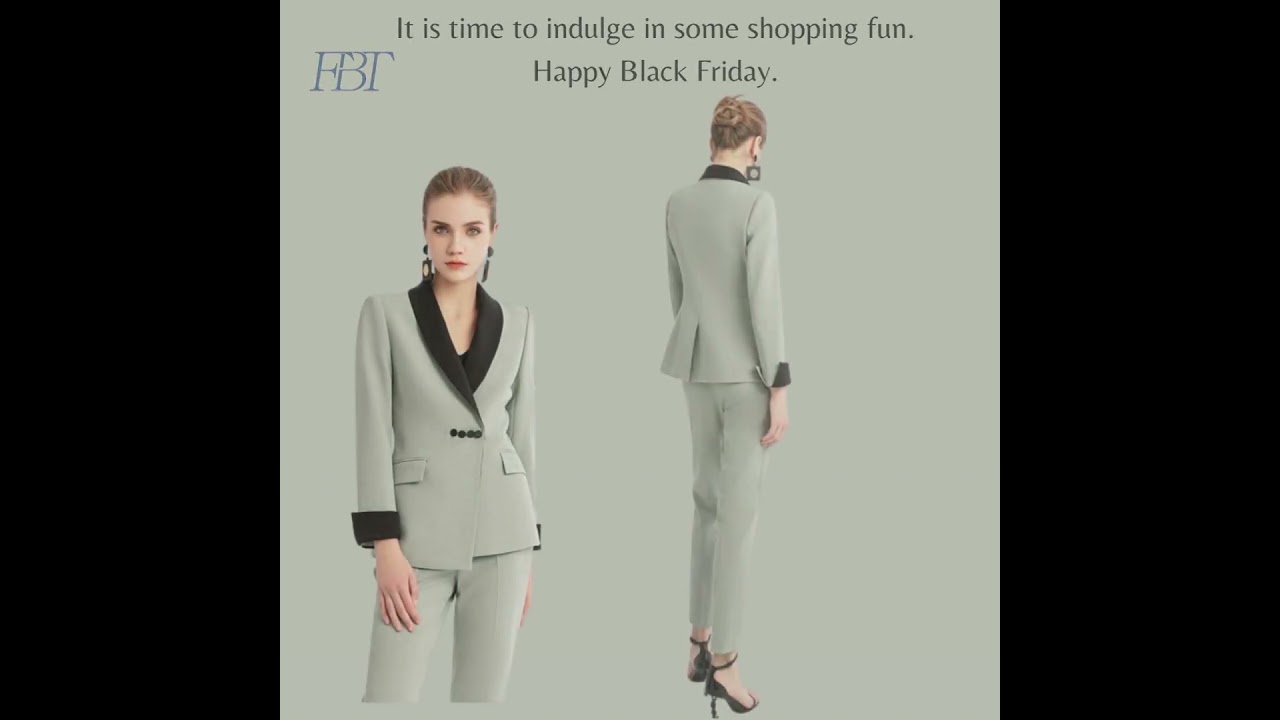 Green and Black Blazer Pantsuits