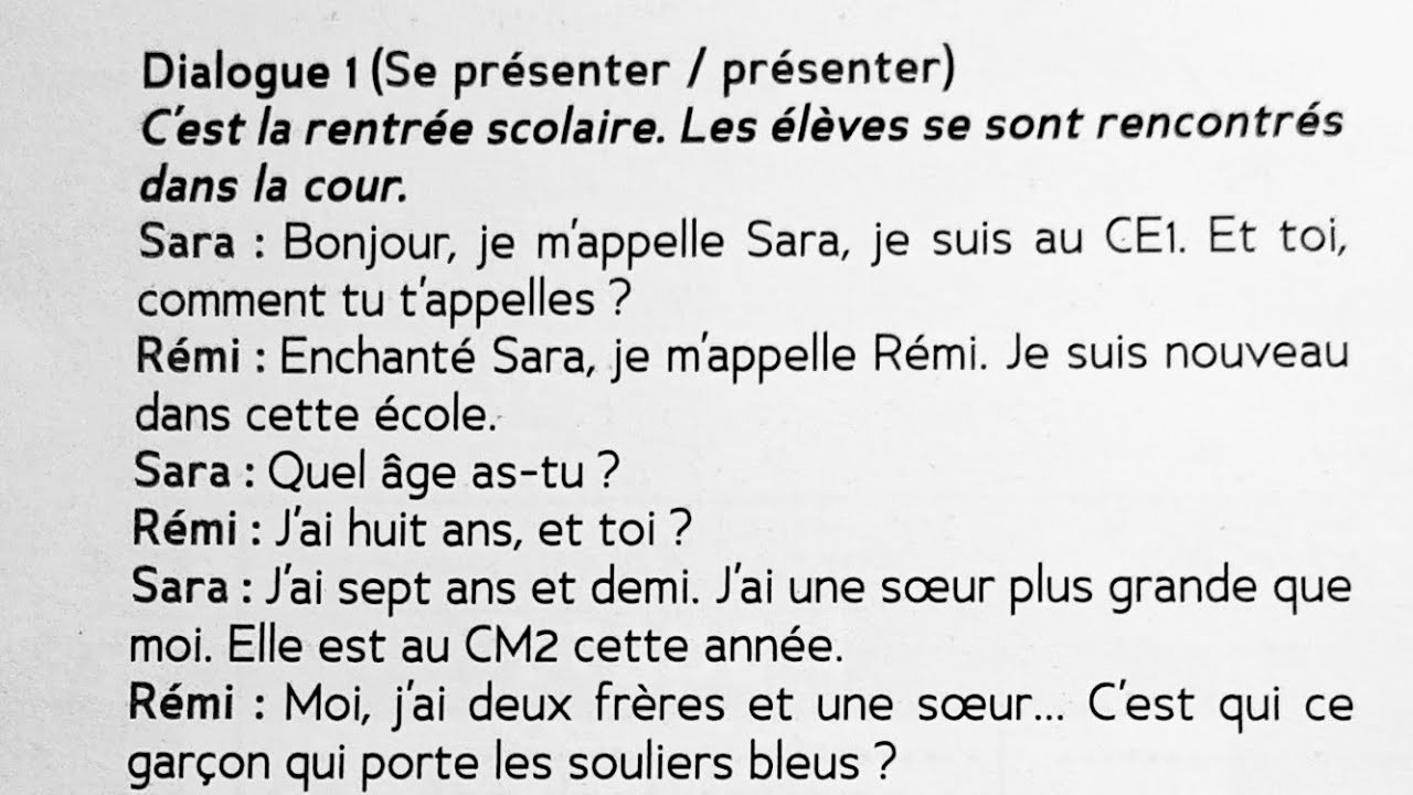 CE1 : Dialogue 1 : Se présenter/présenter page 164 . Le trésor des mots