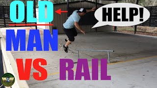 40+ skateboarder VS Handrail.