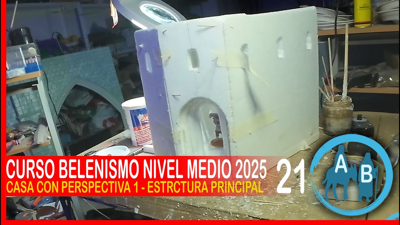 🟡 CURSO DE BELENISMO NIVEL MEDIO 21 - Casa con perspectiva 1, estructura principal