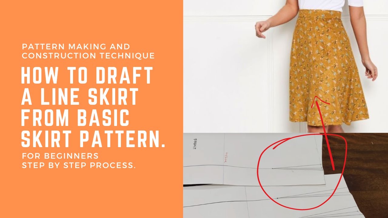 How to draft A line skirt from basic skirt pattern | slash and spread  technique | Beginners