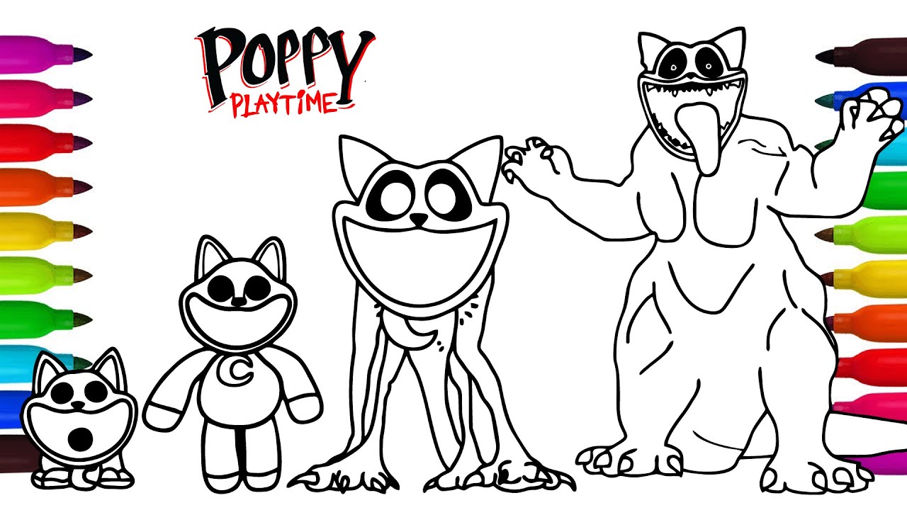 Poppy Playtime Coloring Pages New/How to Color ALL CHARACTER Fearful, Hoppy Hopscotch & Catnap #7.1d