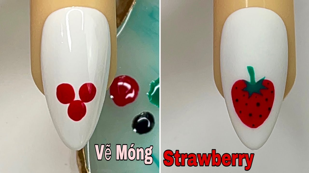 Easy Strawberry Nails Art For Beginner 💖Vẽ Móng 💅 New Nails Design 💝 New Nails