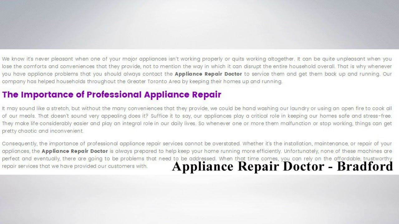 Bradford On Top Appliance Repair - Appliance Repair Doctor