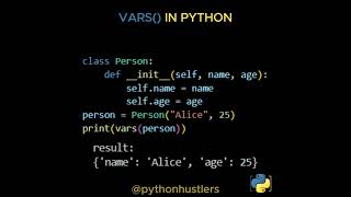 VARS FUNCTION in python Net Worth