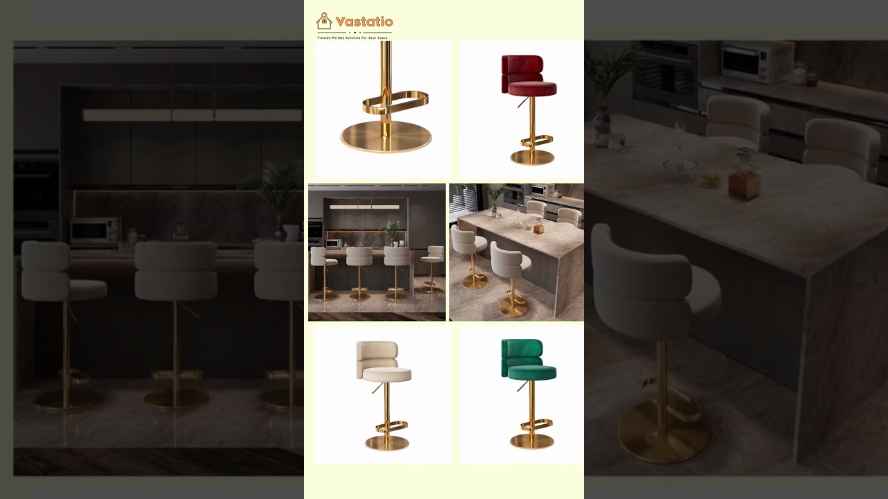 Velvet Bar Stool with Gold Base | Glam Home Upgrade