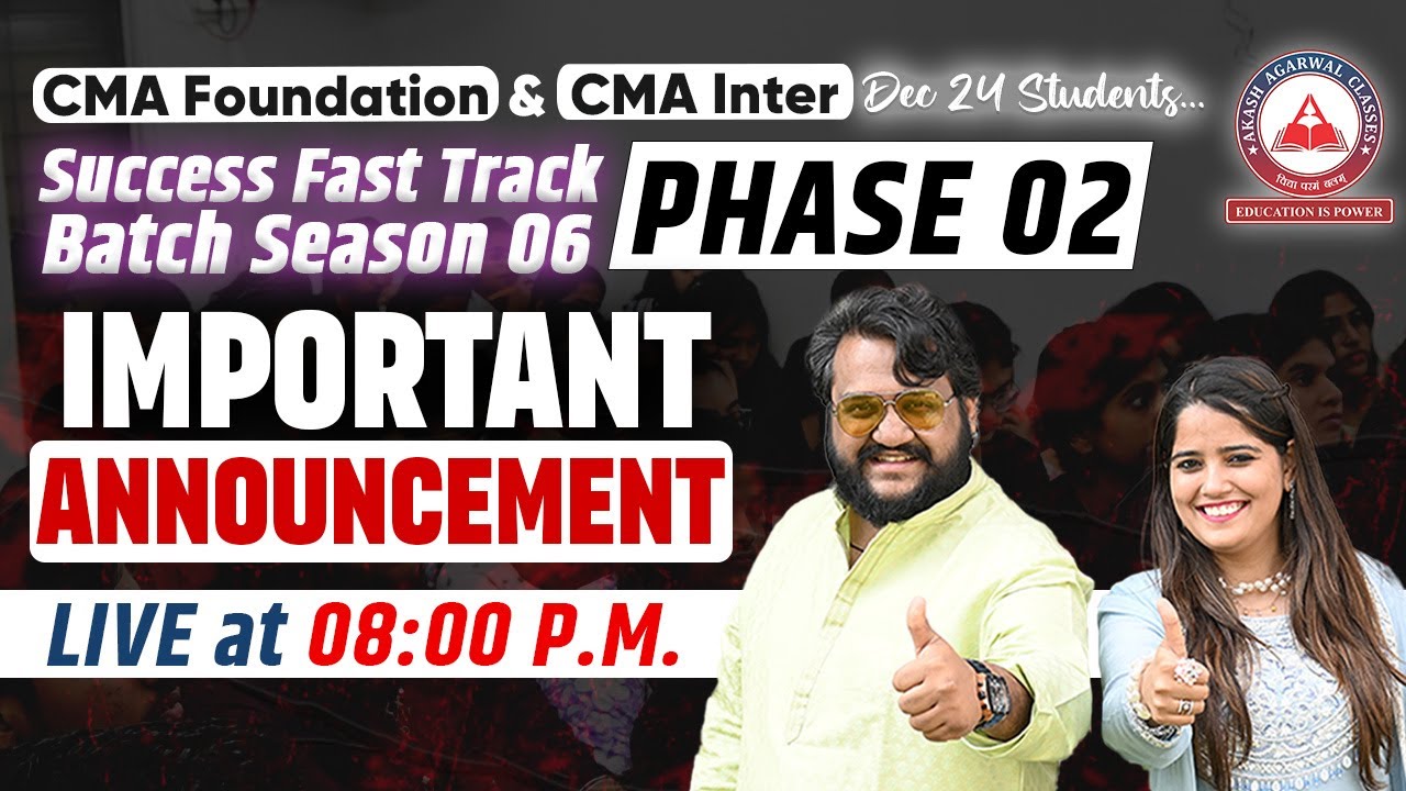 CMA Foundation & Inter DEC 24 | IMPORTANT ANNOUNCEMENT Success Fast ...