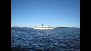 'trillium' oldest steamship on the greatlakes - 1910 leaves toronto
island ferry dock