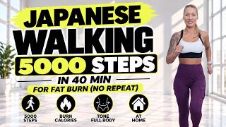 Burn Fat with 5000 Steps – Japanese Walking Workout at Home (Knee-Friendly, No Repeat)