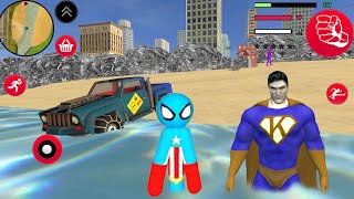 American Stickman Rope Hero Beach Swimming Update - Süper Kahraman Çöp Adam #17 - Android Gameplay screenshot 3