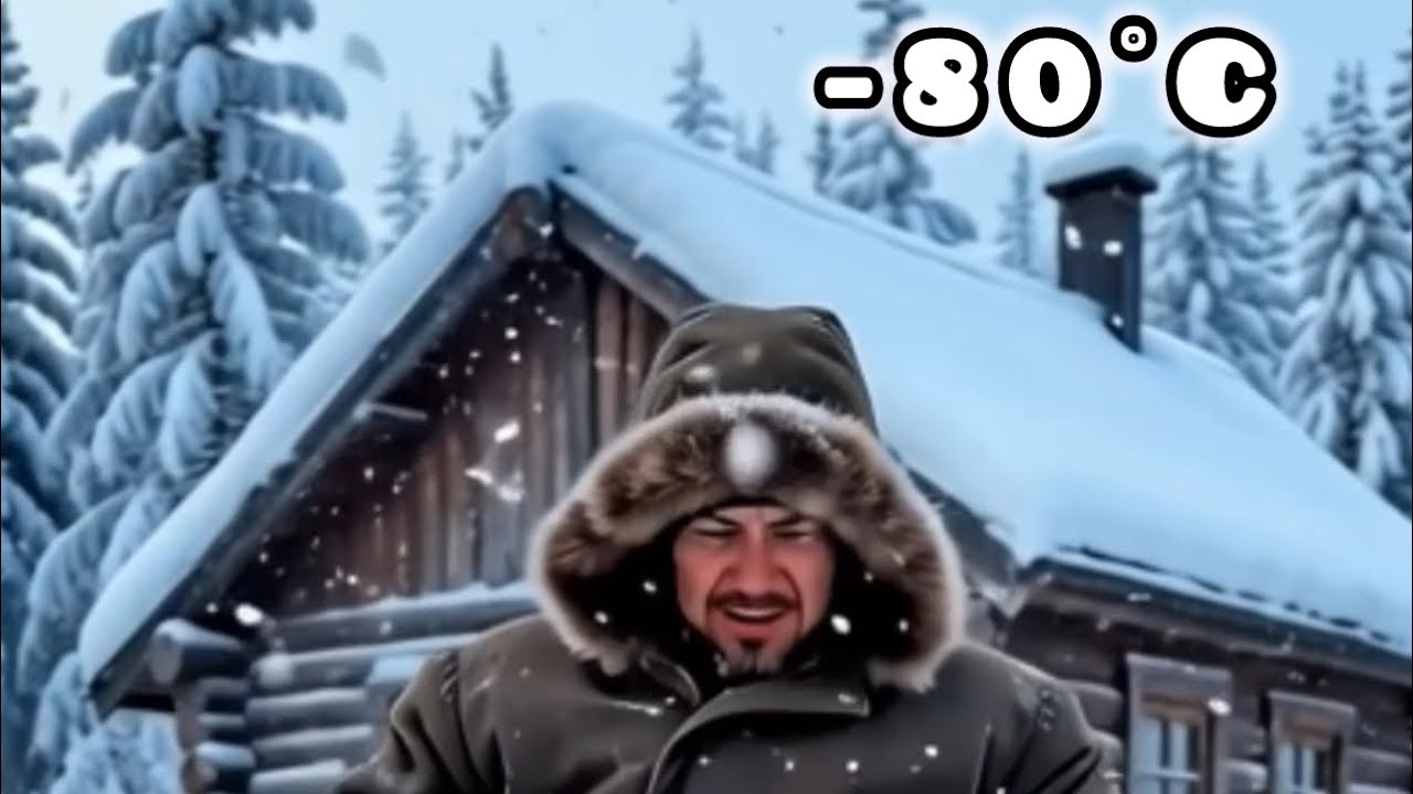 -80°C Survival Challenge: Shelter, Fire, and cabain Staying Alive