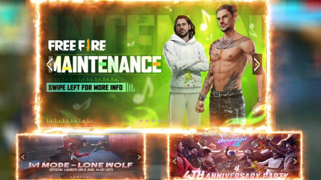 Maintenance day || free fire 4th anniversary || new character || maintenance special montage 🔥