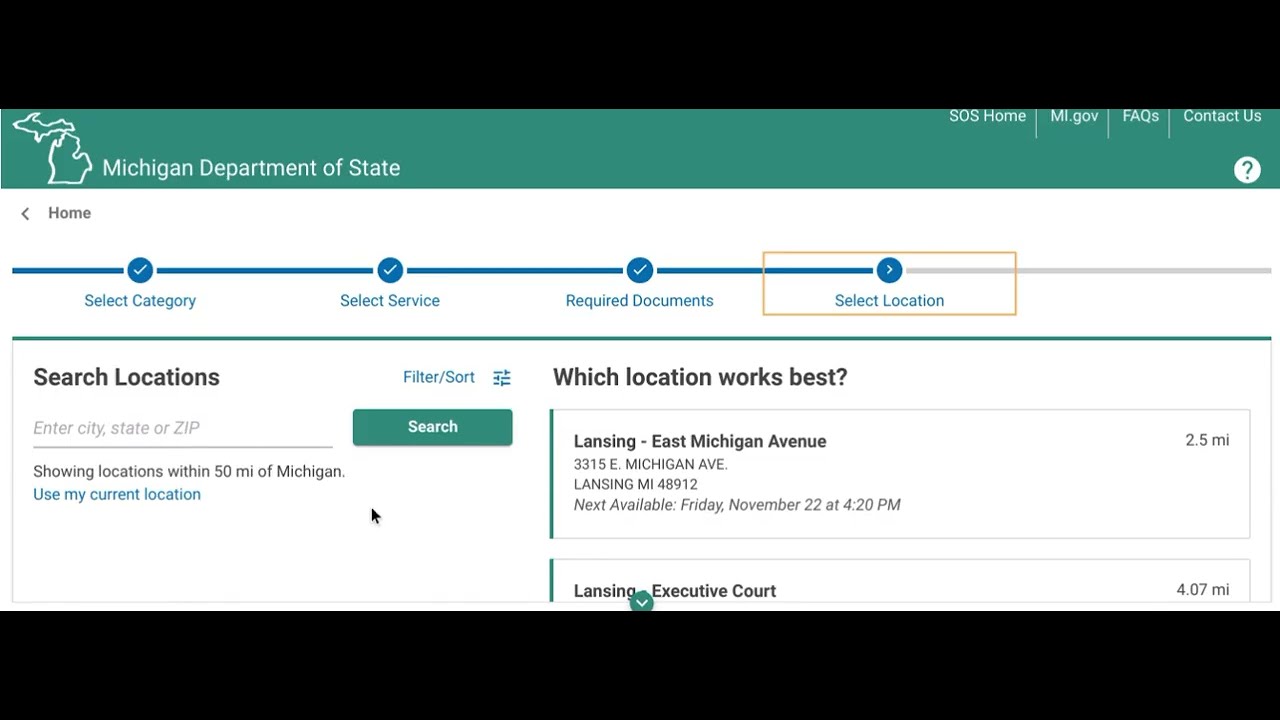 How to schedule an appointment in Michigan for ID, driver's license, vehicle, etc?