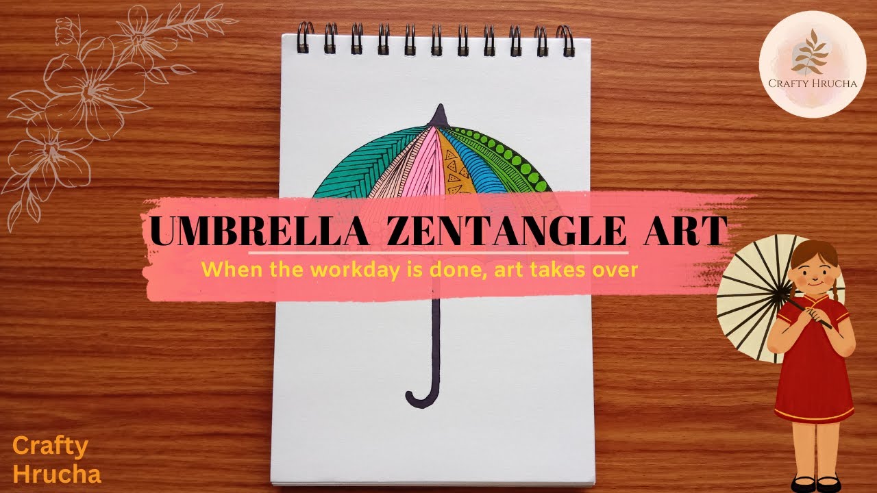 Easy Umbrella Zentangle Art Colorful Zentangle Crafty Hrucha 