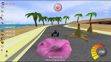 Cheating at SuperTuxKart 0.8.1!: On the Beach Add-on Track