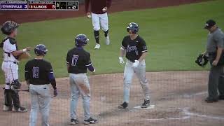 Evansville's Chase Hug hits home run vs. Southern Illinois in MVC tourney, 5/28/22