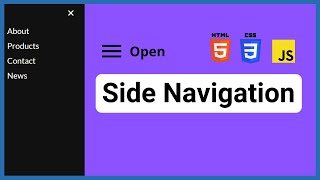 Side Navigation Using HTML CSS & JAVASCRIPT