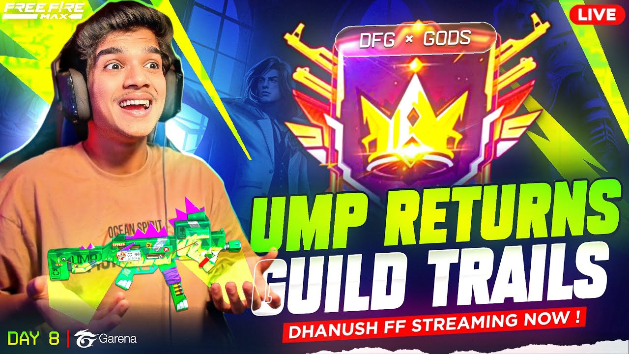 🛡️ GUILD TRIALS DAY 8: UMP🔥 LEGENDARY RETURN 🎮 GRAND SHOWDOWN ⚡ | FREE FIRE IN TELUGU #dfg #freefire