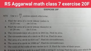 RS Aggarwal math class 7 exercise 20F solutions ।। Class 7 exercise 20F RS Aggarwal math