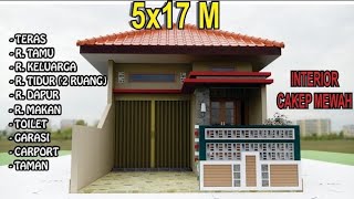 DESAIN RUMAH MINIMALIS 5x17 M ( Cakep Parah ini mah ) - Animasi desain rumah