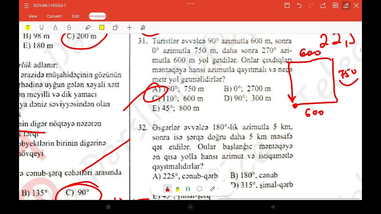 GÜVƏN TESTİ | ÜFÜQÜN CƏHƏTLƏRİ, AZİMUT, HORİZONTAL