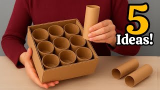 !Cardboard Magic:  5 Transform Rolls & Boxes into Elegant Home Decor | DIY Upcycling Ideas