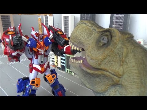 또봇v 마스터 3단 합체로봇 vs 공룡 장난감 대결 Tobot v <strong>Master</strong> 3 unit robot vs dinosaur <strong>toys</strong> battle