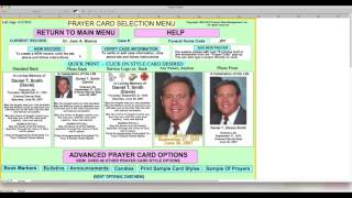 Prayer Cards in Funeral Data Manager