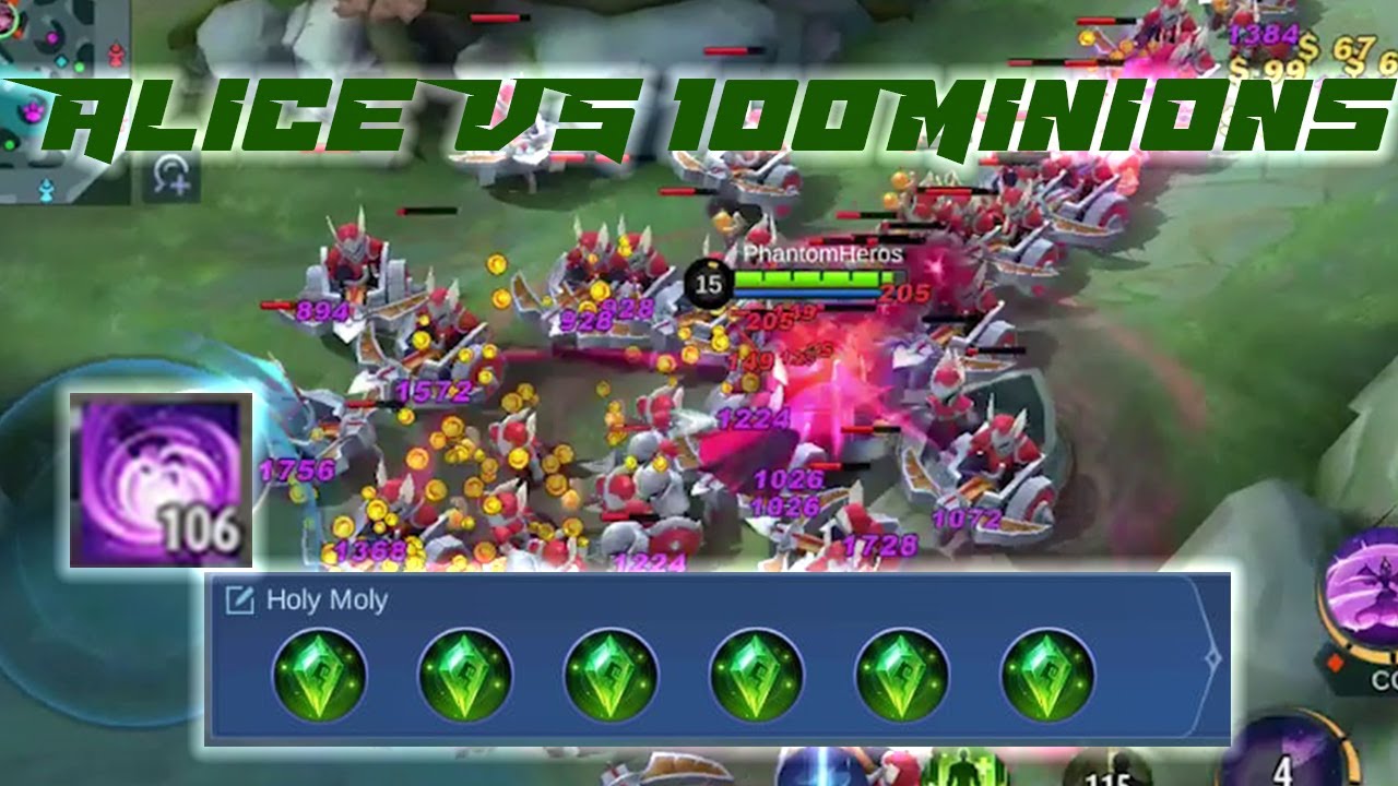 alice vs 100 minions (full holy crystals)