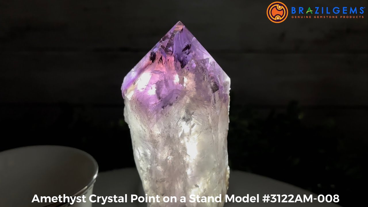 Amethyst Crystal Point on a Metal Stand #3122AM-008 | Brazil Gems