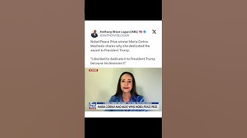 Nobel Peace Prize Winner Maria Machado Dedicates Award To Trump!
