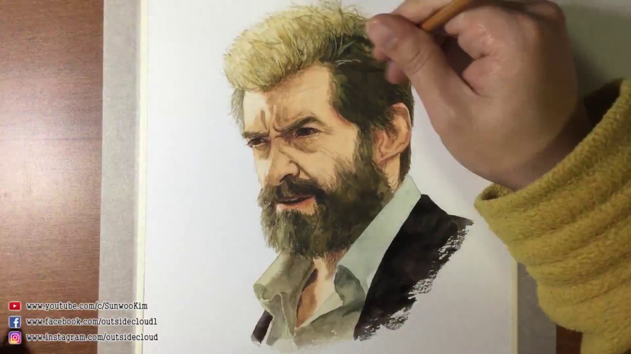 [영화 로건 LOGAN] 로건역 휴 잭맨 Hugh Jackman / speed drawing / Lecturer. K - YouTube