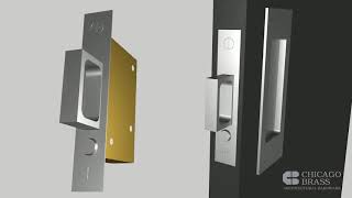 Player Profile Full Height Floor to Ceiling Pocket Door Track System with Spring Loaded Mortise Edge Pull