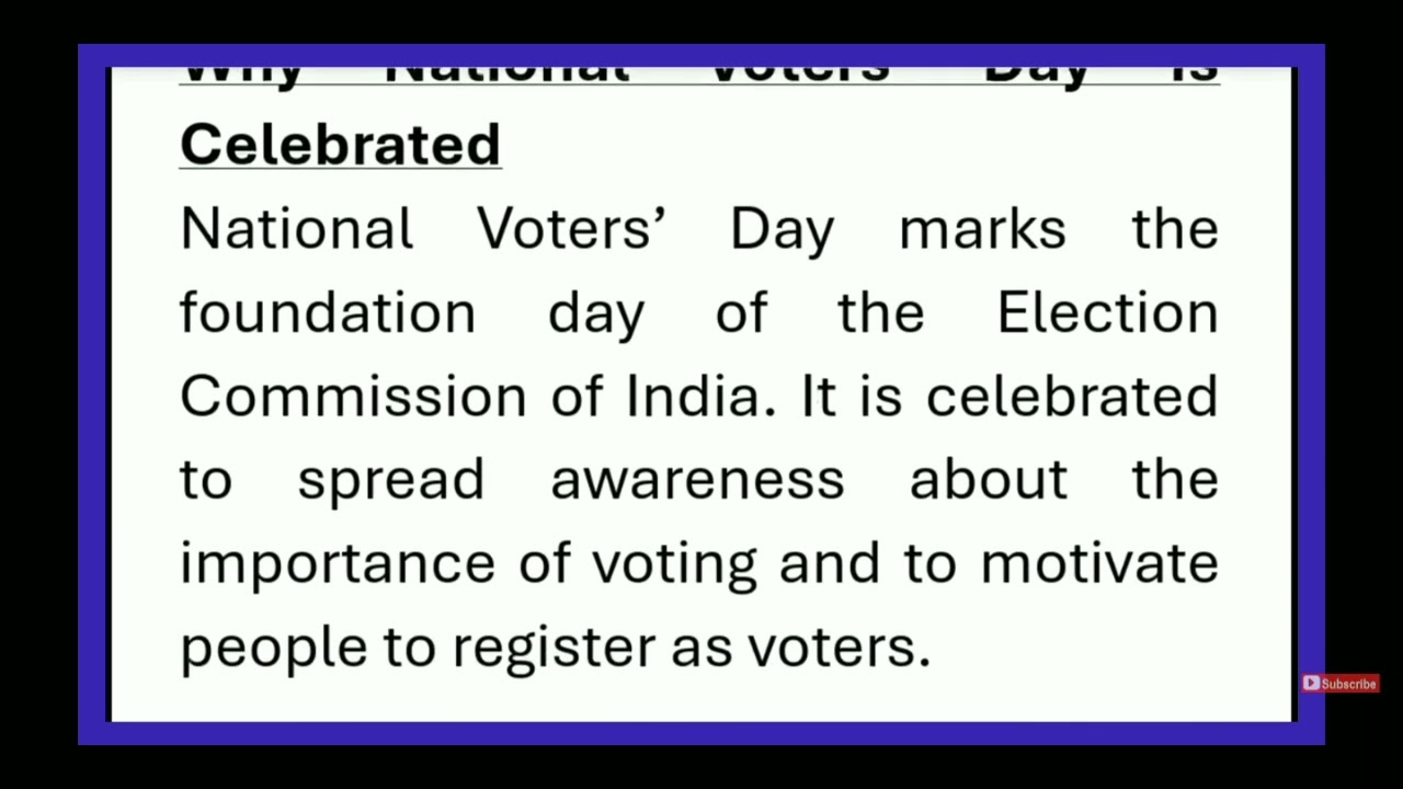 A short note of national voters day