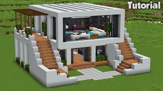 Minecraft: How to Build a Modern House Tutorial (Easy) #35 +Interior video in the Description!