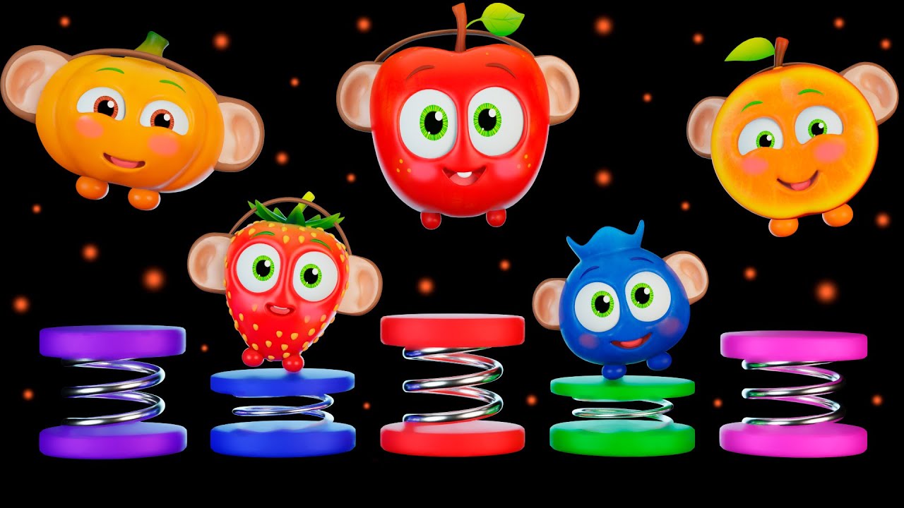 Funky Fruites : 5 Petits Singes et le Train des Chiffres 🚂🎵