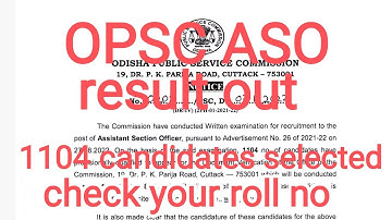 OPSC ASO  2021-22 | Result out | check your roll no