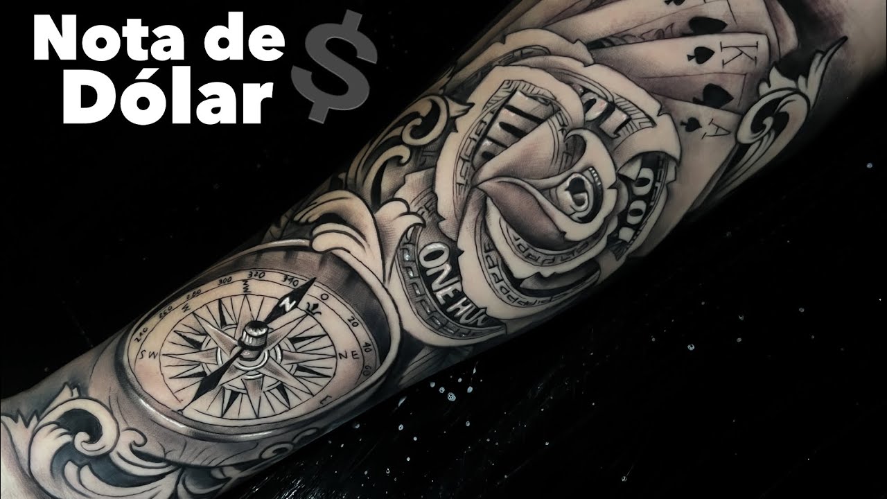 TimeLapse - Tattoo de bussola com rosa de Dólar no braço - YouTube