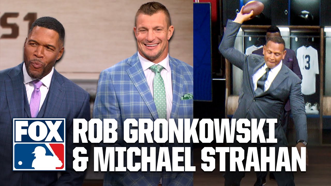 Rob Gronkowski teaches Michael Strahan & 'MLB on FOX' crew how to Gronk Spike