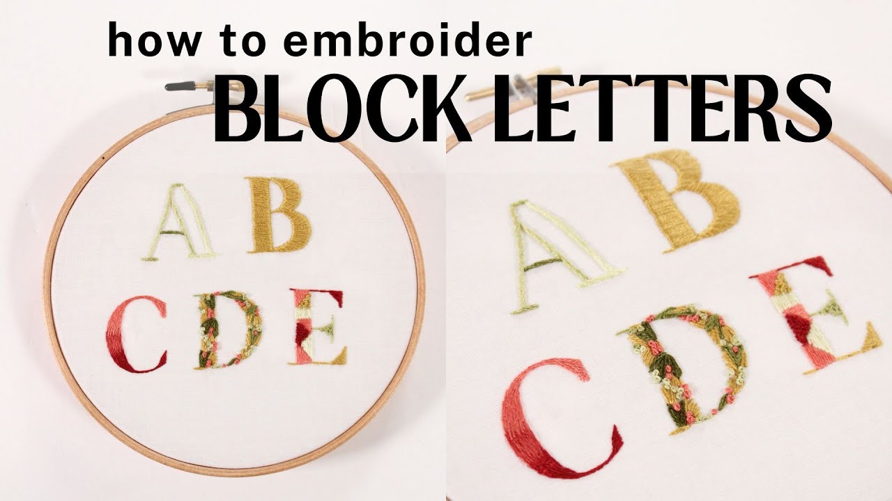 How To Embroider Block Letters By Hand - YouTube
