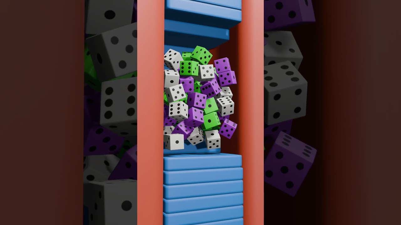 Dice Compression Grid 🎲🟩🟣⬜ | Satisfying 3D Loop