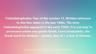 Triskaidekaphobia - Medical Meaning and Pronunciation