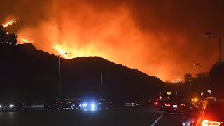 Firefighters are battling the saddleridge fire burning in sylmar
neighborhood of los angeles county. fast-moving wildfire prompted
mandatory evacuati...